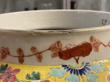A Chinese famille rose covered vase and a vase with birds and peaches, 19/20th C.